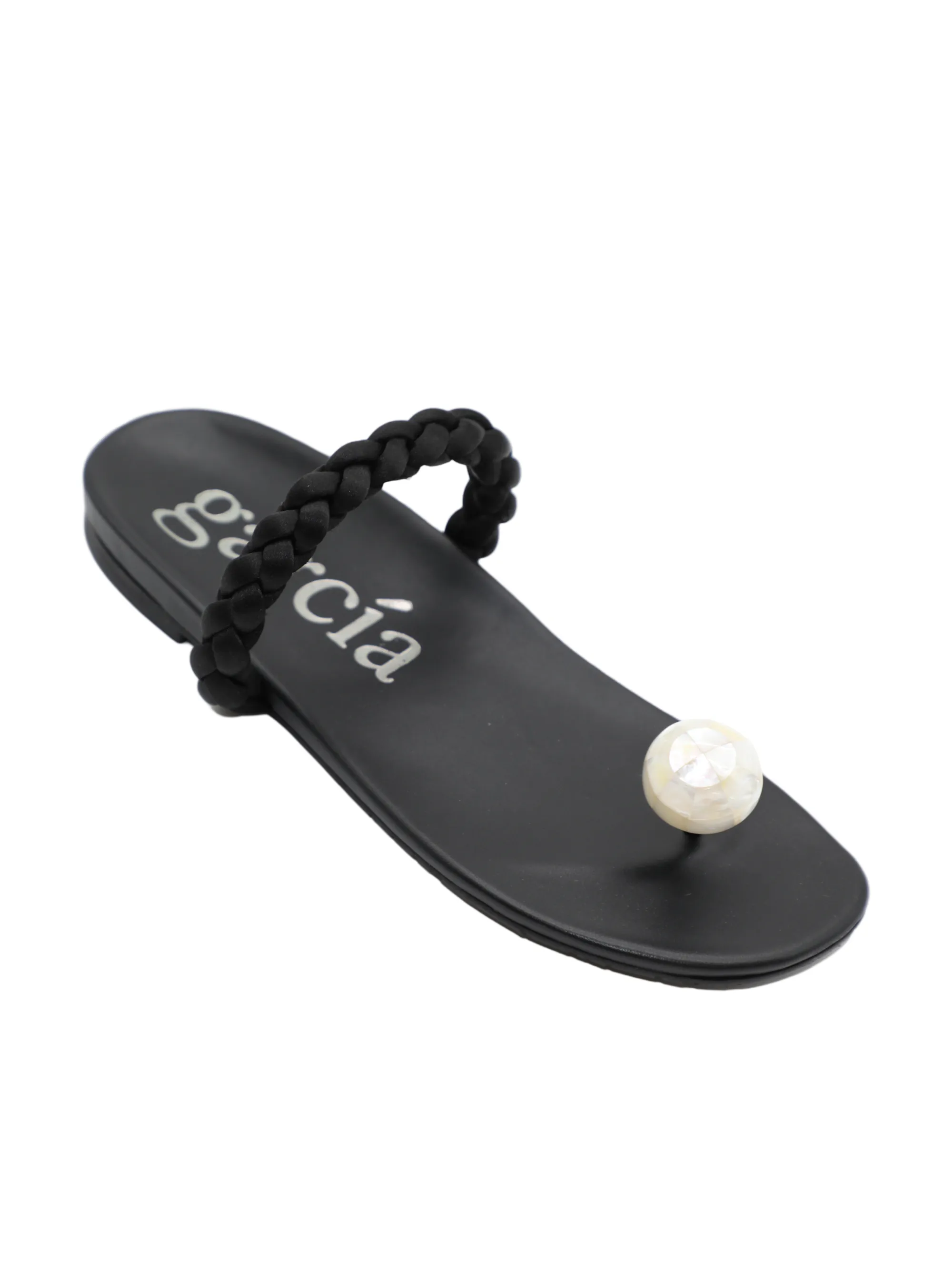 Pedro Garcia Beth Flat Sandal in Black Nappa