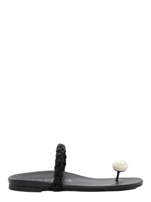 Pedro Garcia Beth Flat Sandal in Black Nappa