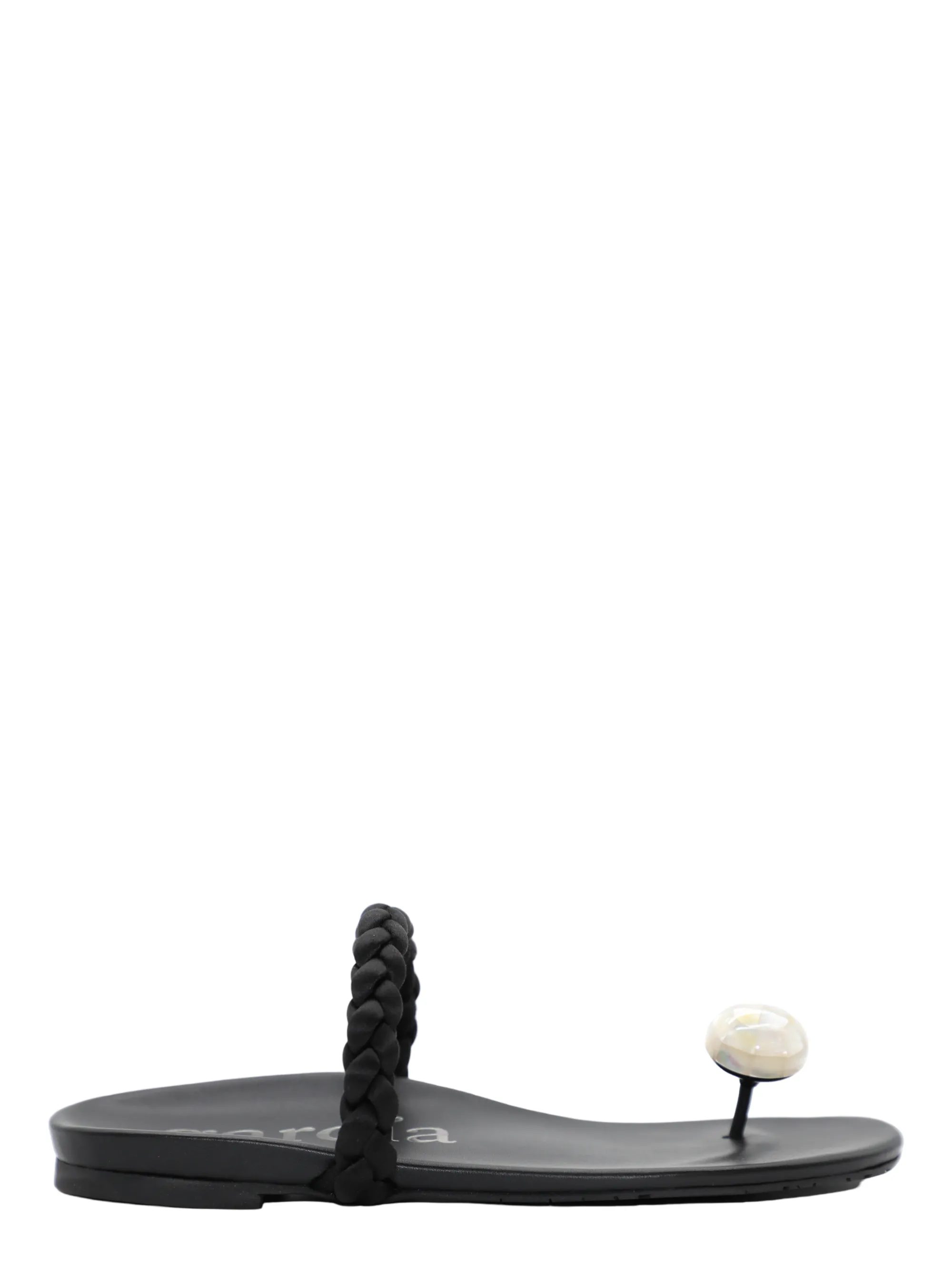 Pedro Garcia Beth Flat Sandal in Black Nappa