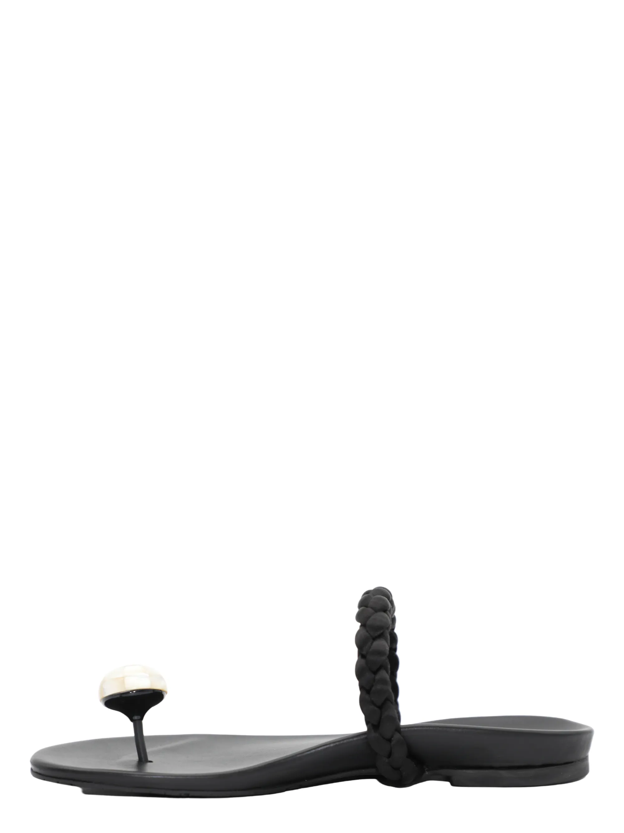 Pedro Garcia Beth Flat Sandal in Black Nappa