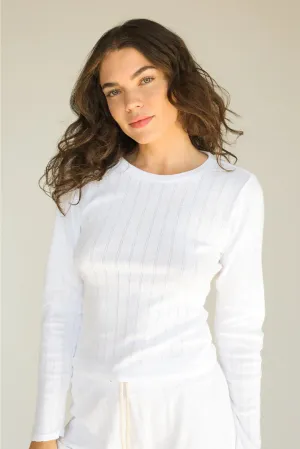 Perfect White Tee Leah Pointelle Long Sleeve