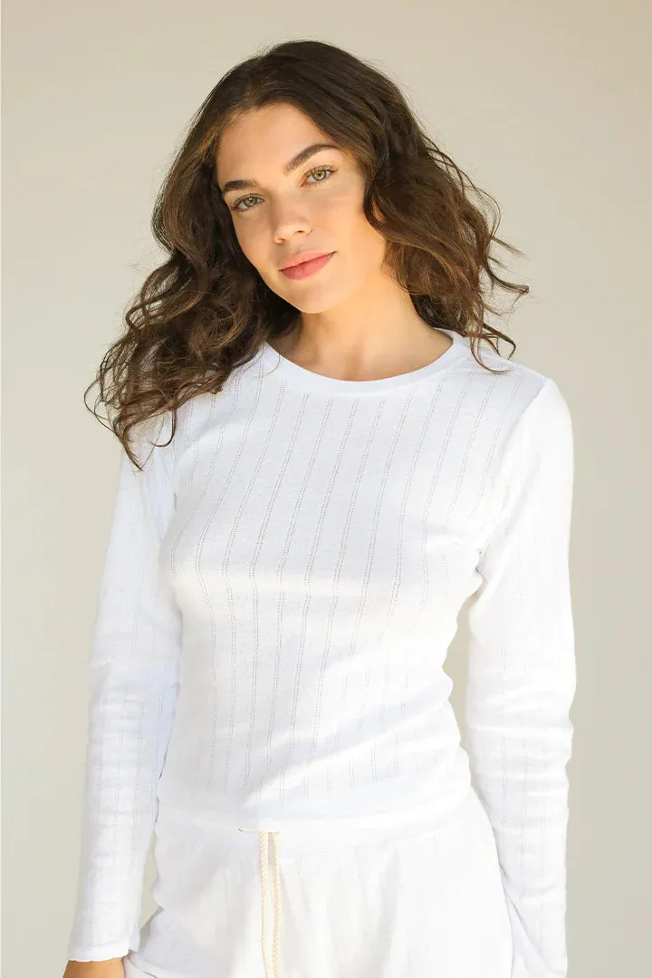 Perfect White Tee Leah Pointelle Long Sleeve