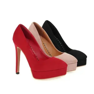 Petite Size 2 Closed Toe Suede Heels Pumps GS365
