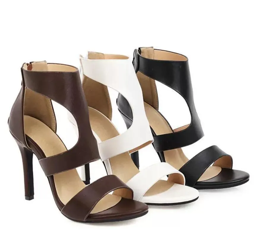 Petite Size Back Zipper Open Toe Heels GS88