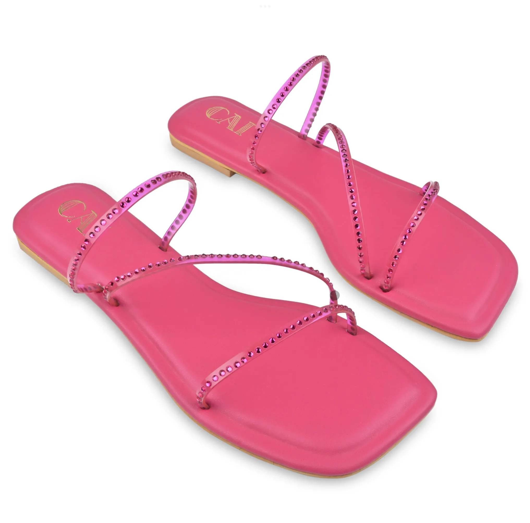 Pink Diamond Strap Flats