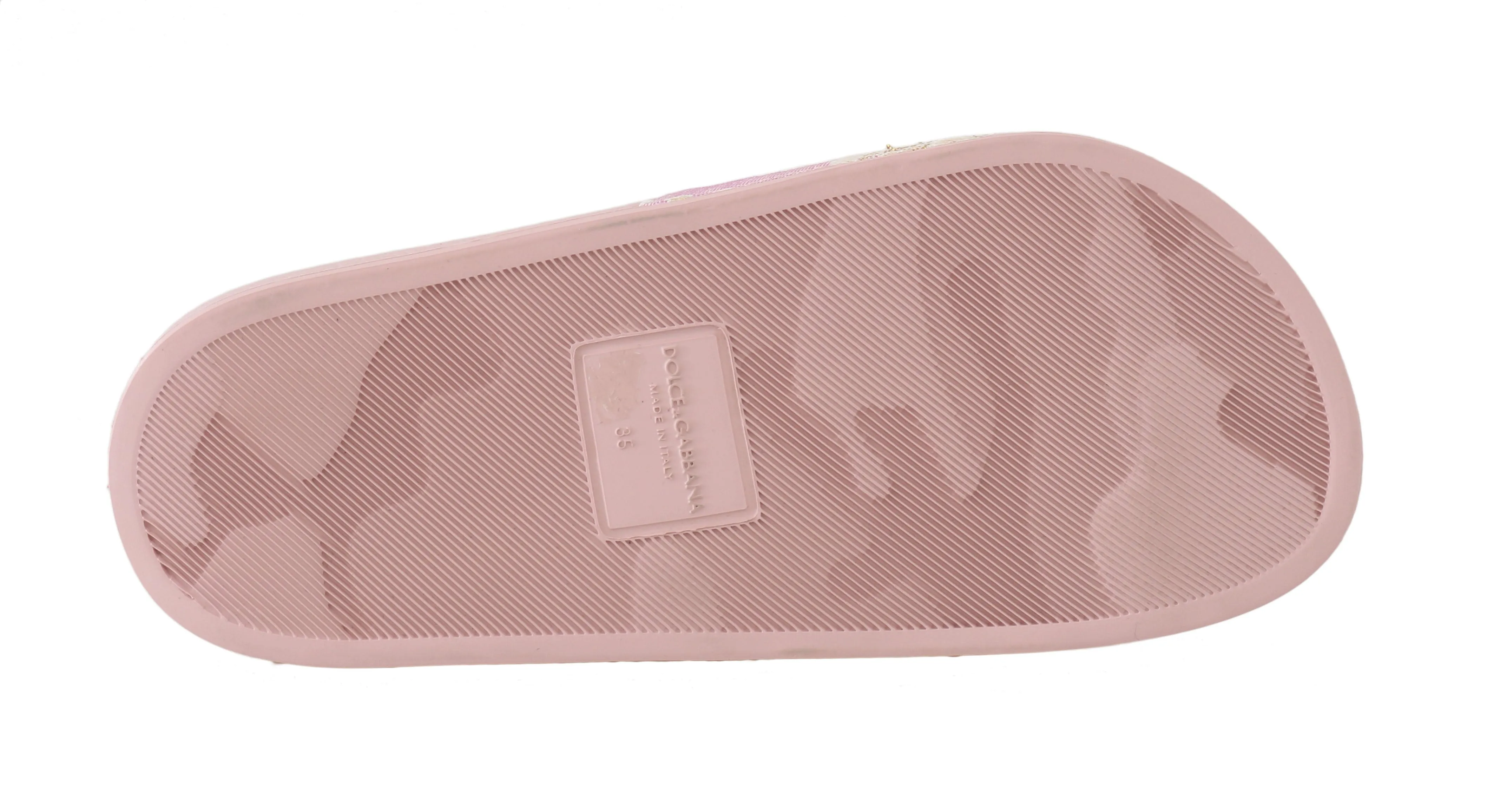 Pink Jacquard Crystal Flip Flops Flats