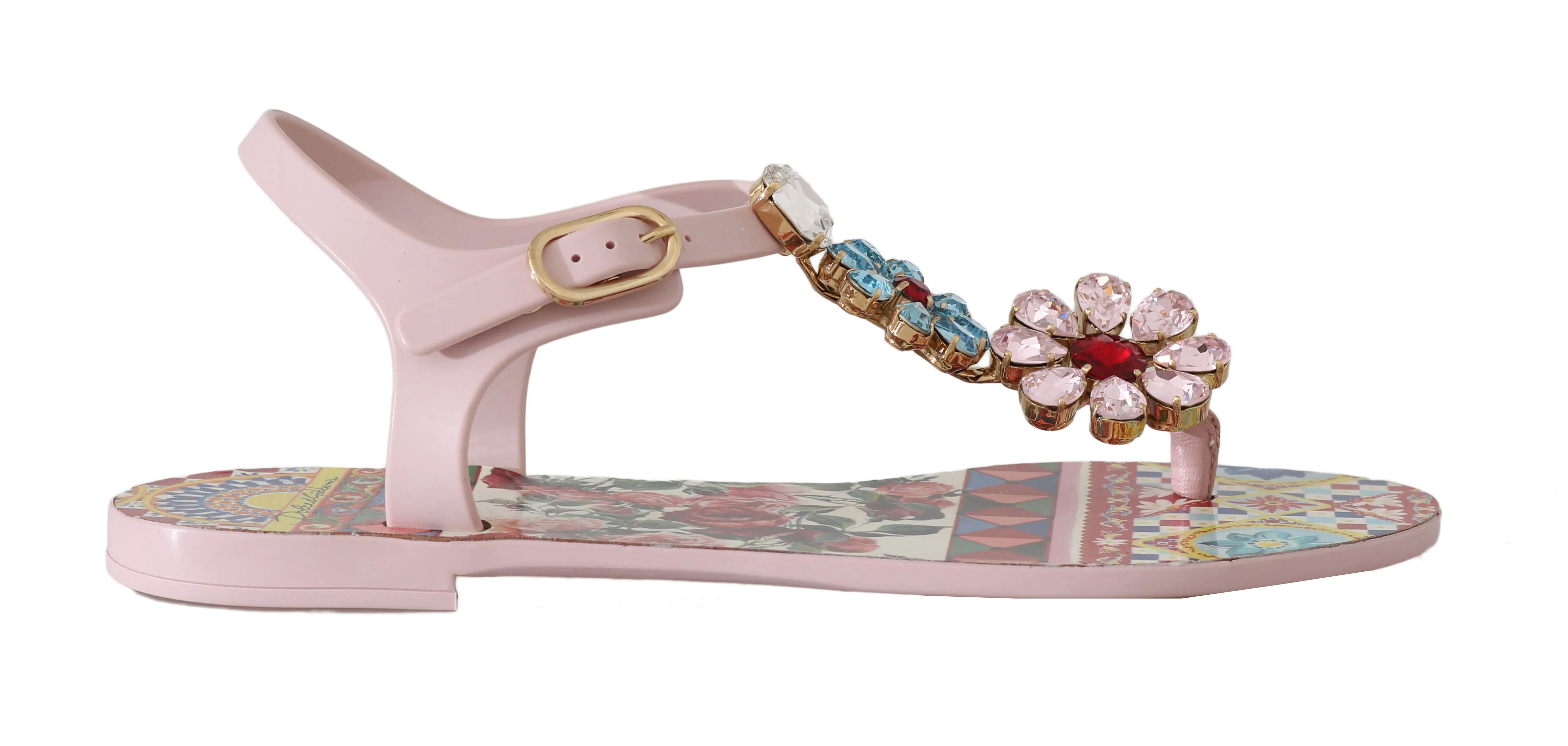 Pink Leather Crystal Carretto Sandals