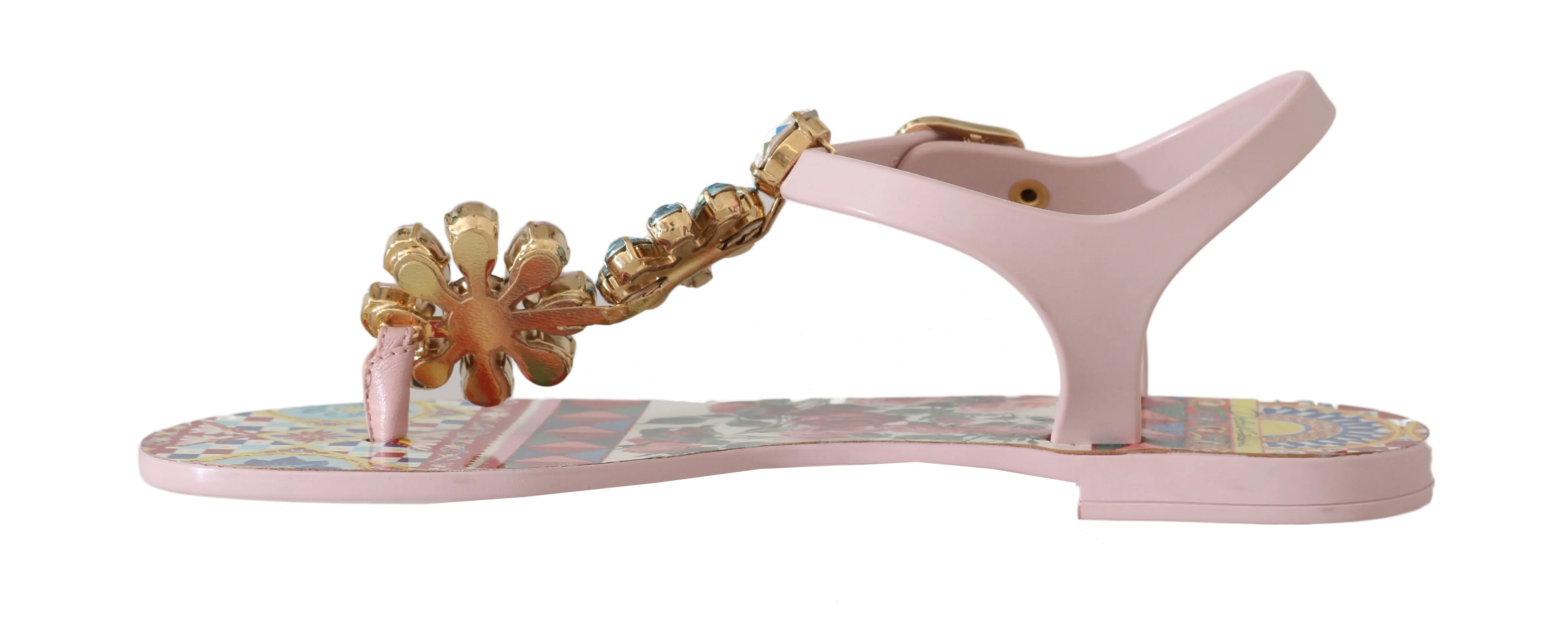Pink Leather Crystal Carretto Sandals
