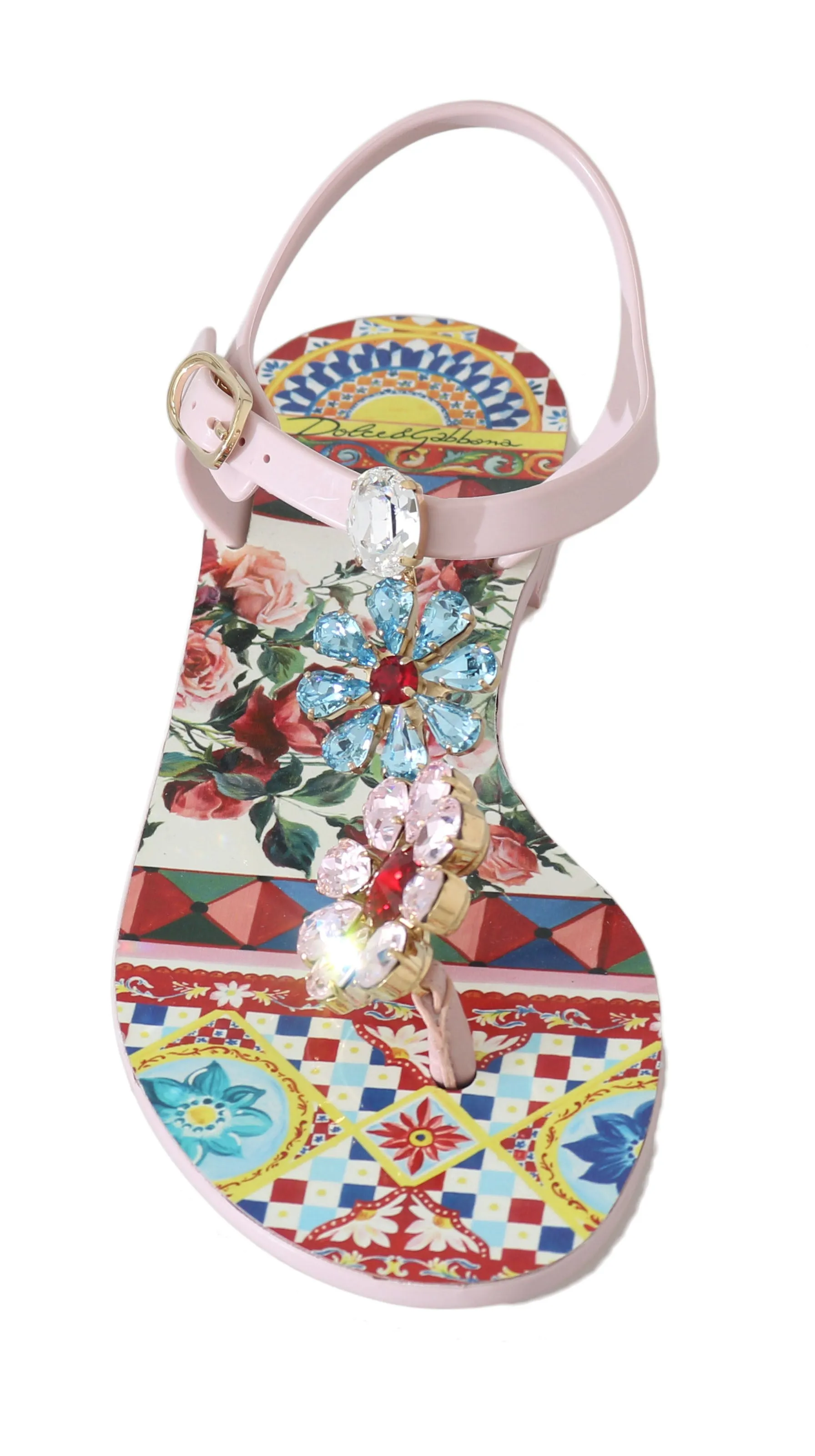 Pink Leather Crystal Carretto Sandals
