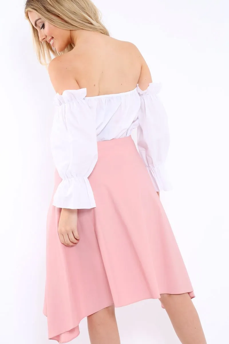 Pink Skirt with Shirt Sleeve Tie - Zorie