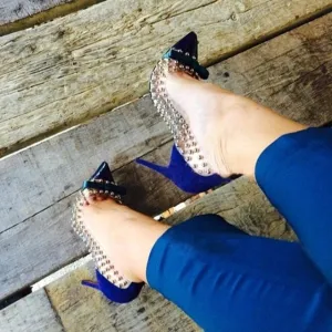 Pink Suede Heels Bowtie High Heel Shoes