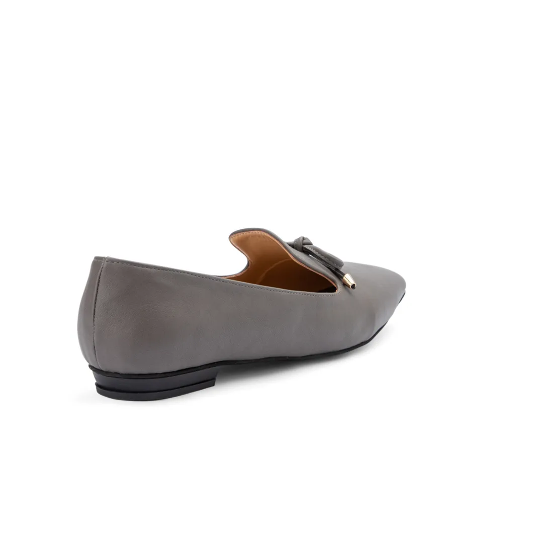 Plain Bow Tie Women Square Toe Flats With Low Heel - Gray