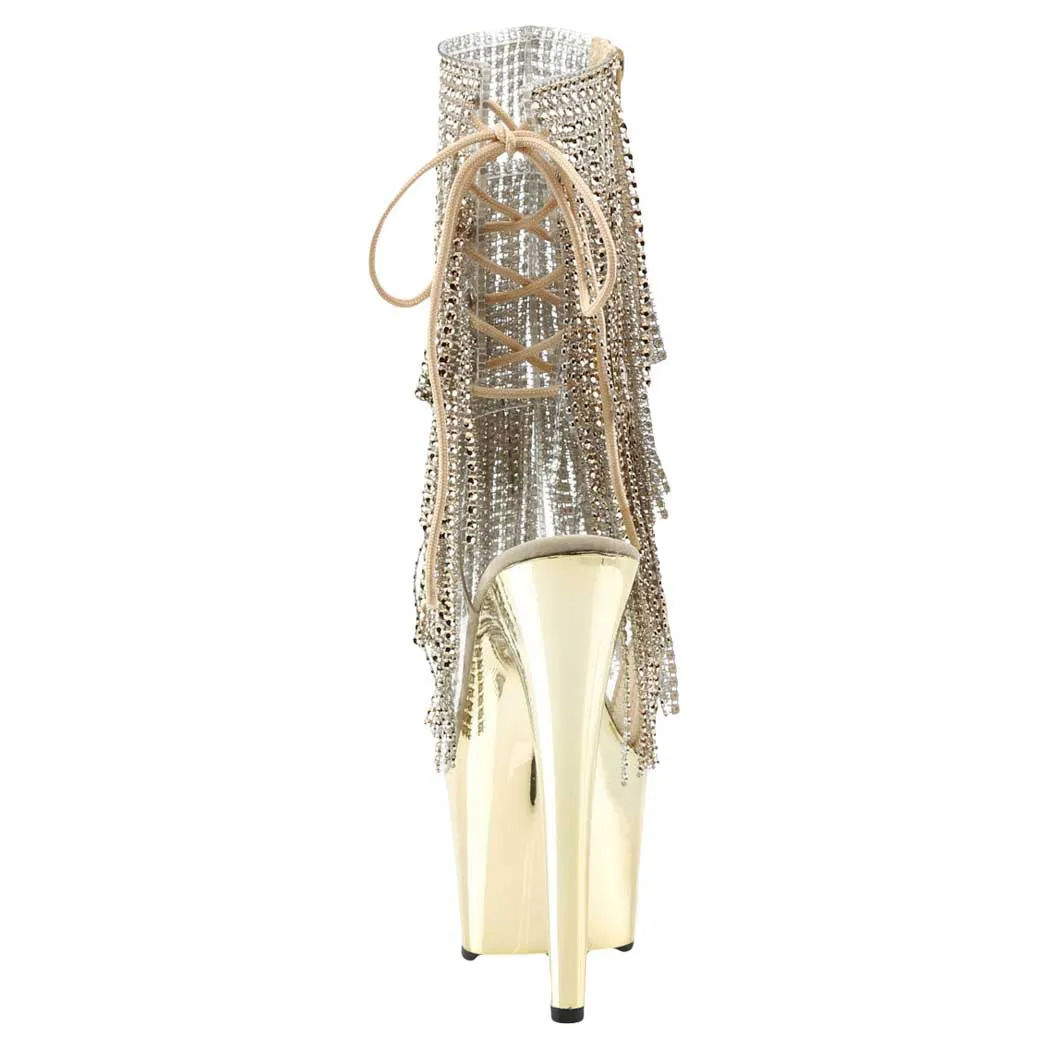 Pleaser Shoes Adore 1017RSF Platform Open Toe/Heel Lace-Up Fringe Ankle Boot