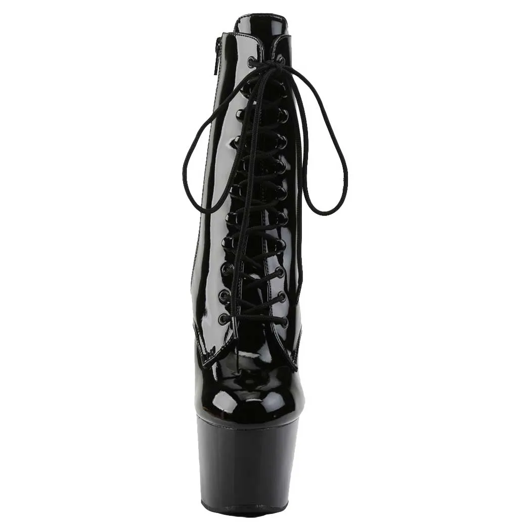 Pleaser Shoes Adore-1020 7" Stiletto Heel Lace-Up Platform Ankle Boot Side Zip