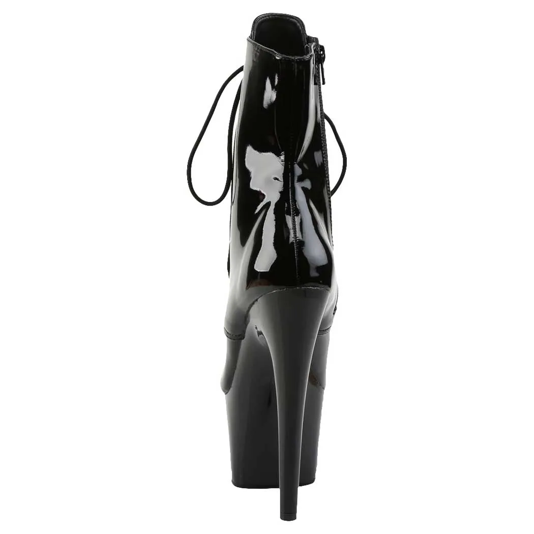 Pleaser Shoes Adore-1020 7" Stiletto Heel Lace-Up Platform Ankle Boot Side Zip