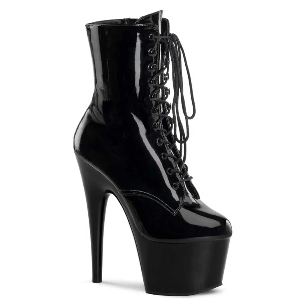 Pleaser Shoes Adore-1020 7" Stiletto Heel Lace-Up Platform Ankle Boot Side Zip