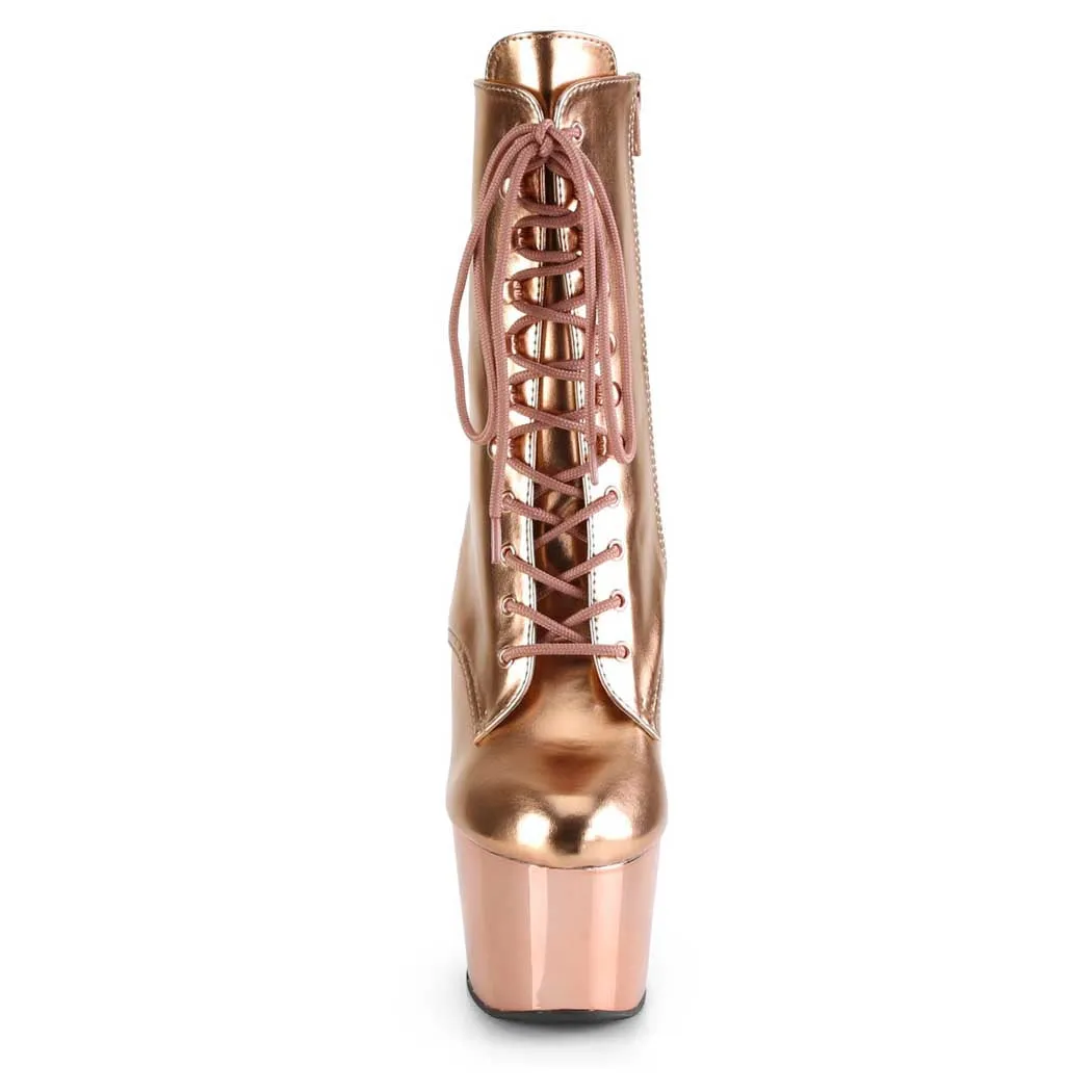 Pleaser Shoes Adore-1020 7" Stiletto Heel Lace-Up Platform Ankle Boot Side Zip