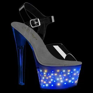 Pleaser Shoes Echolite 708 Platform LED Illuminated Ankle Strap Sandal