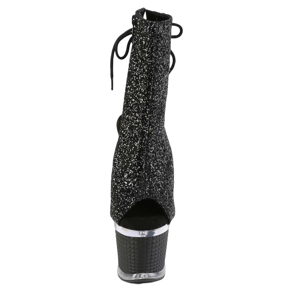 Pleaser Shoes Spectator-1018G 7" Heel Textured Platform Open Toe/Heel Ankle Boot Side Zip