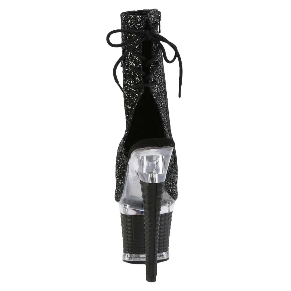 Pleaser Shoes Spectator-1018G 7" Heel Textured Platform Open Toe/Heel Ankle Boot Side Zip