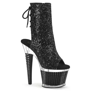 Pleaser Shoes Spectator-1018G 7" Heel Textured Platform Open Toe/Heel Ankle Boot Side Zip