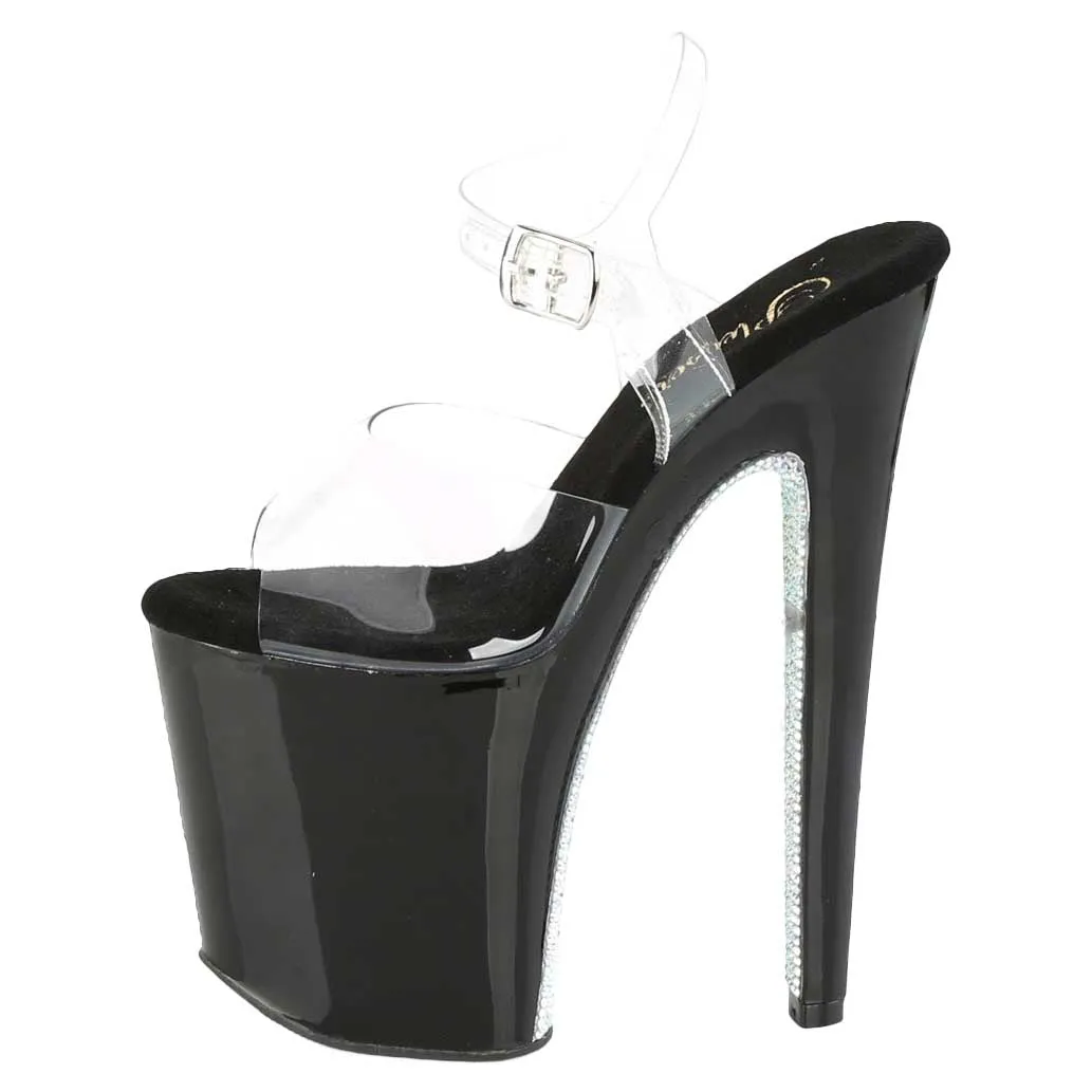 Pleaser Shoes Xtreme-808CRS 8" Heel Platform Ankle Strap Sandal with Contrast Rhinestones