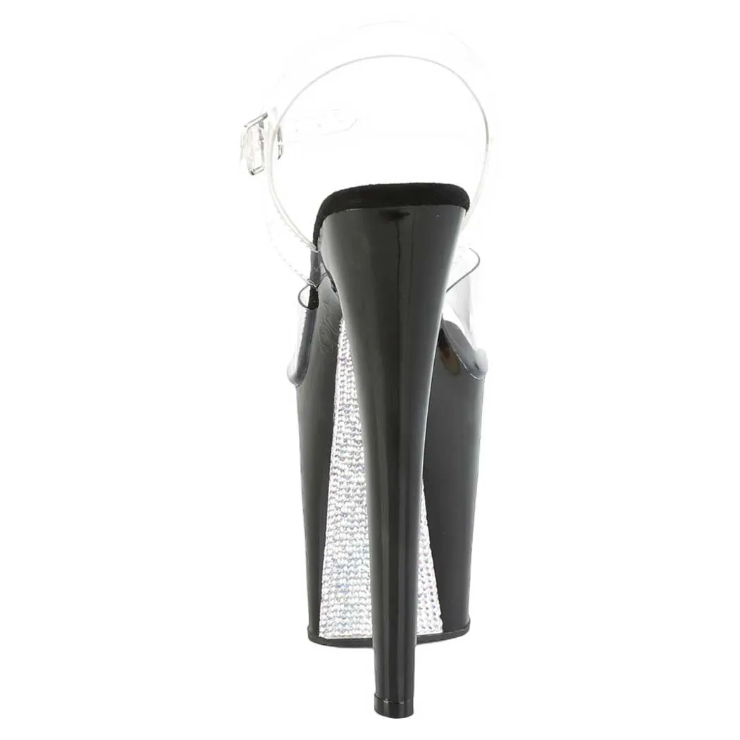 Pleaser Shoes Xtreme-808CRS 8" Heel Platform Ankle Strap Sandal with Contrast Rhinestones