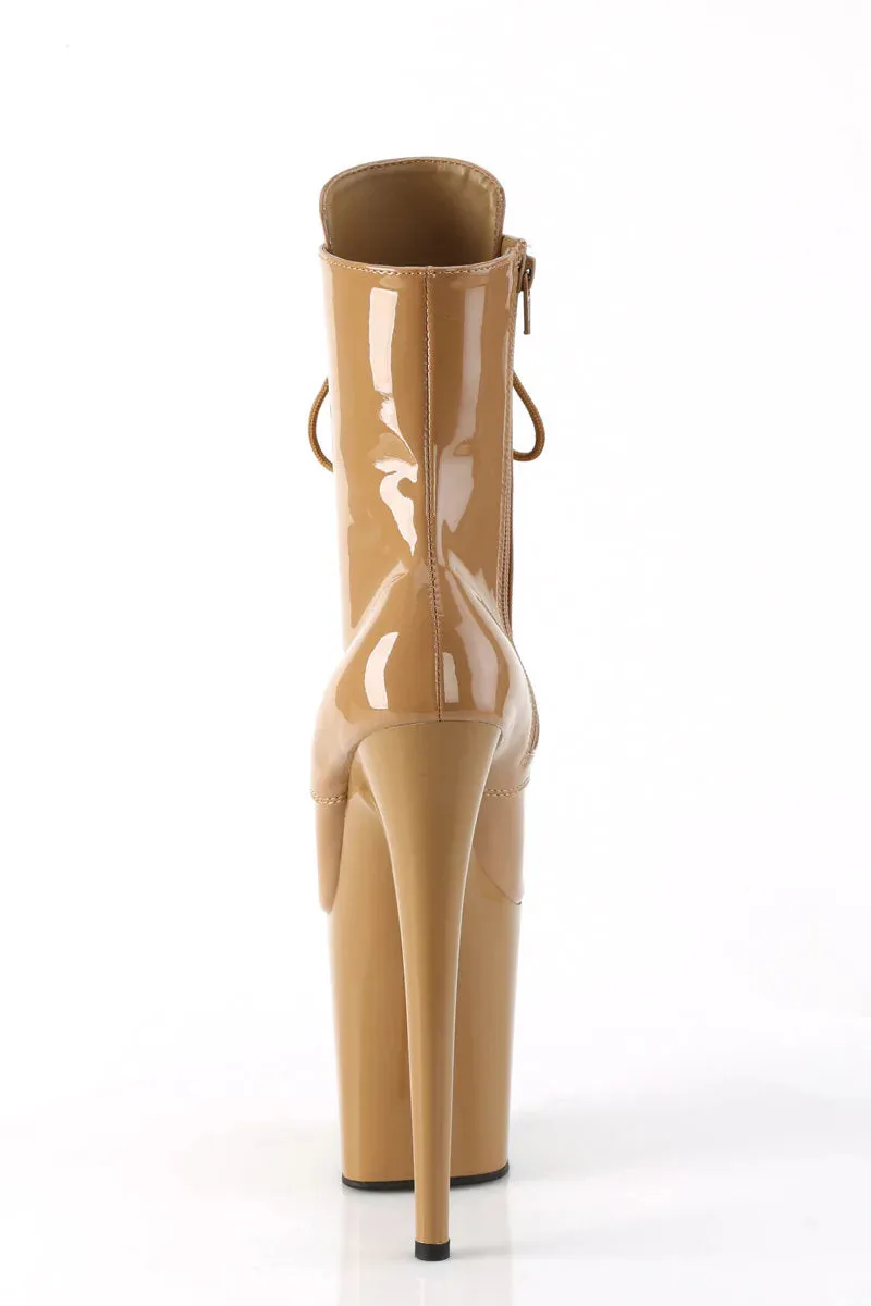 Pleaser USA Flamingo-1020 8inch Pleaser Boots - Patent Toffee