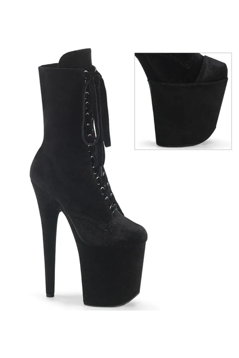 Pleaser USA Flamingo-1045VEL 8inch Pleaser Boots   Protectors - Black Velvet
