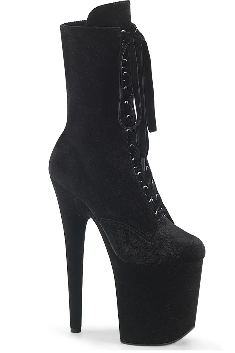 Pleaser USA Flamingo-1045VEL 8inch Pleaser Boots   Protectors - Black Velvet