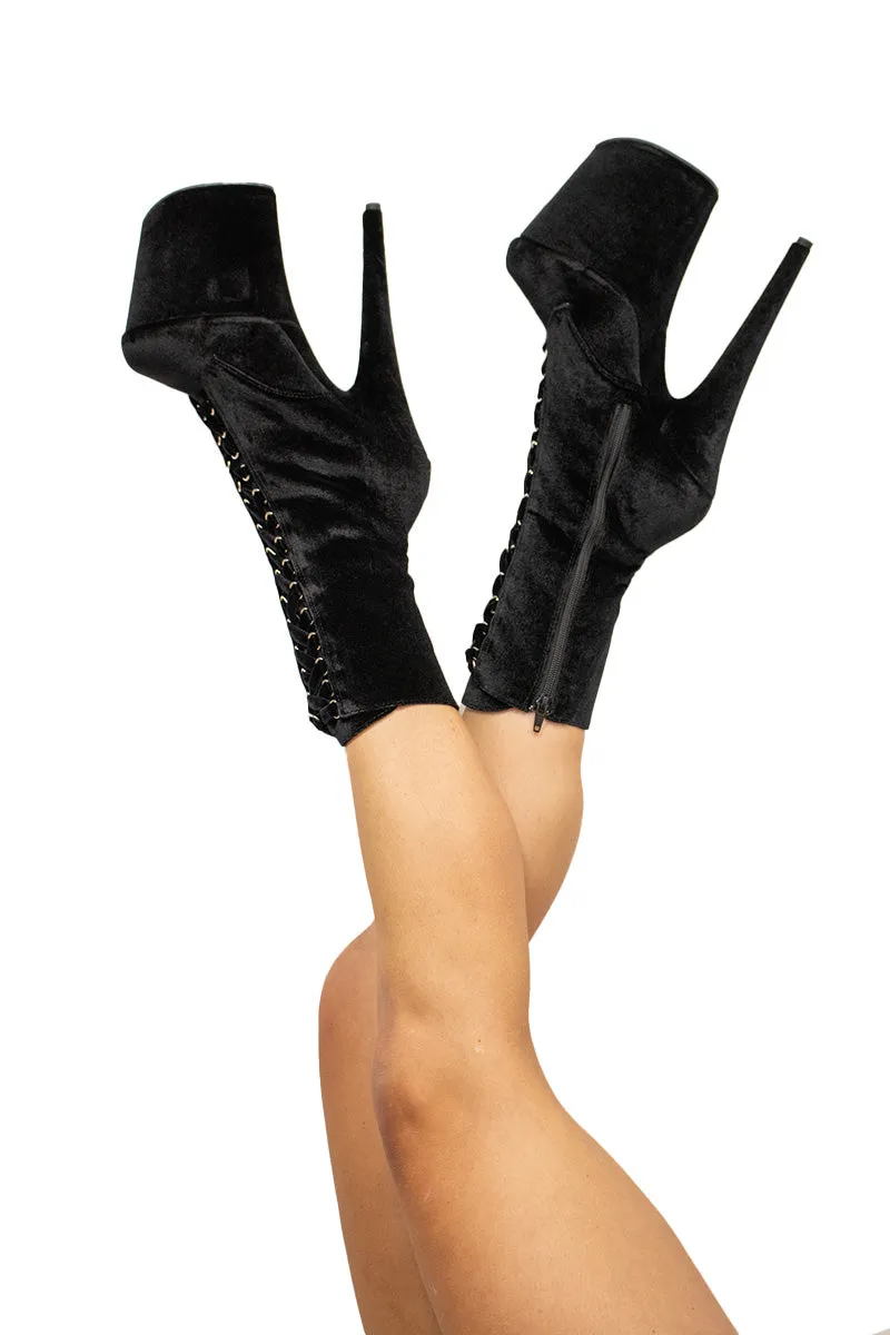Pleaser USA Flamingo-1045VEL 8inch Pleaser Boots   Protectors - Black Velvet