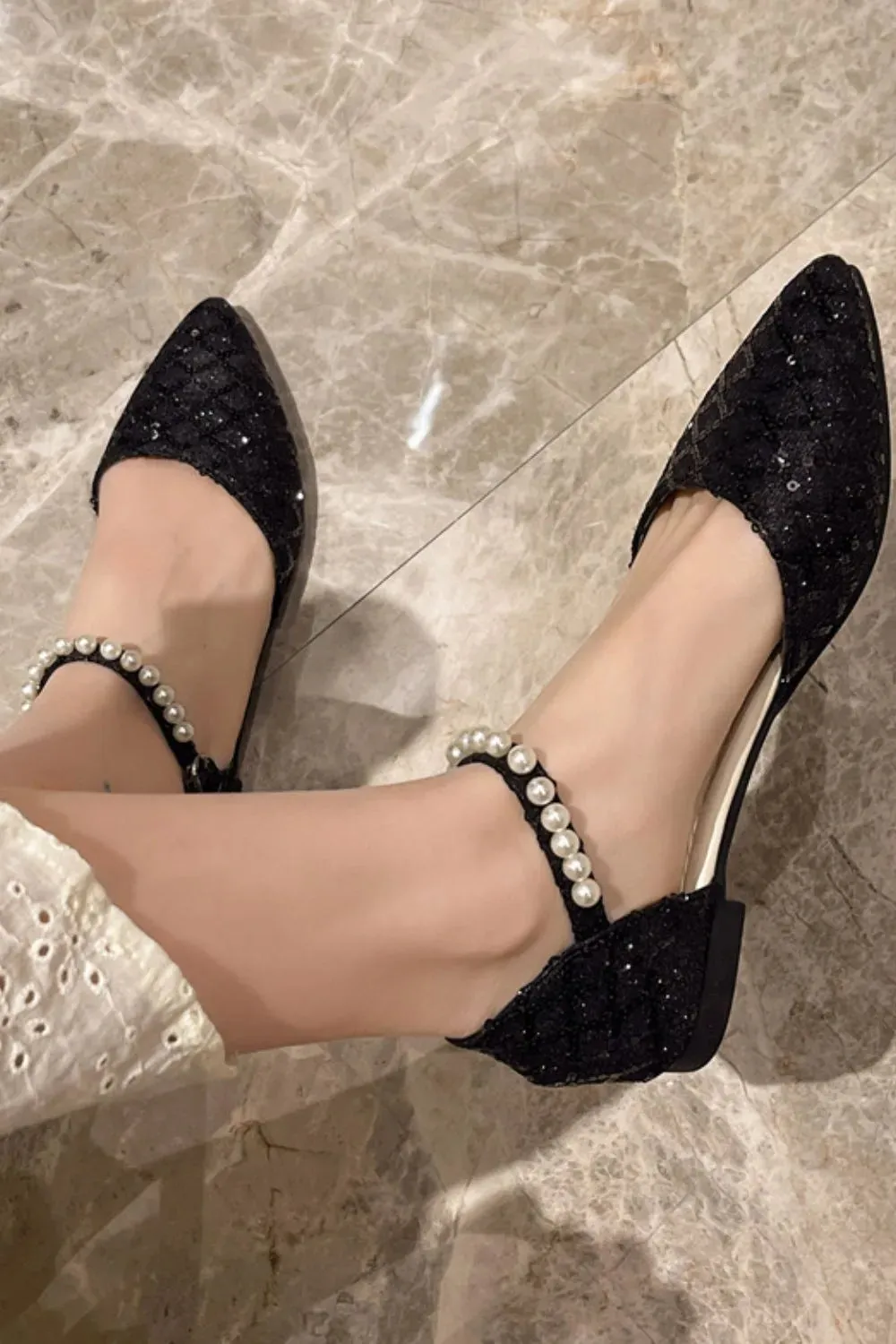 Point Toe Block Heels Slip-Ons
