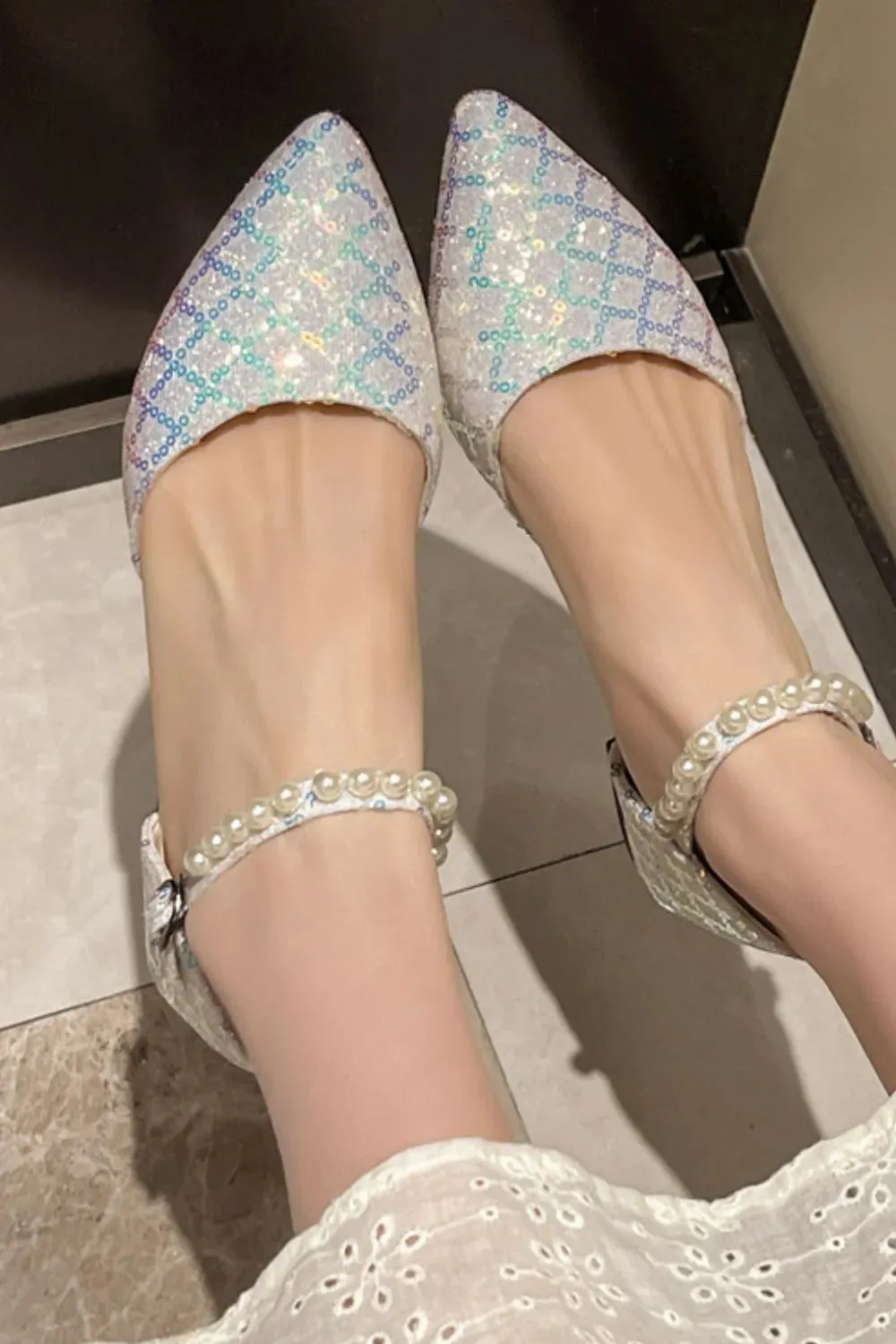 Point Toe Block Heels Slip-Ons