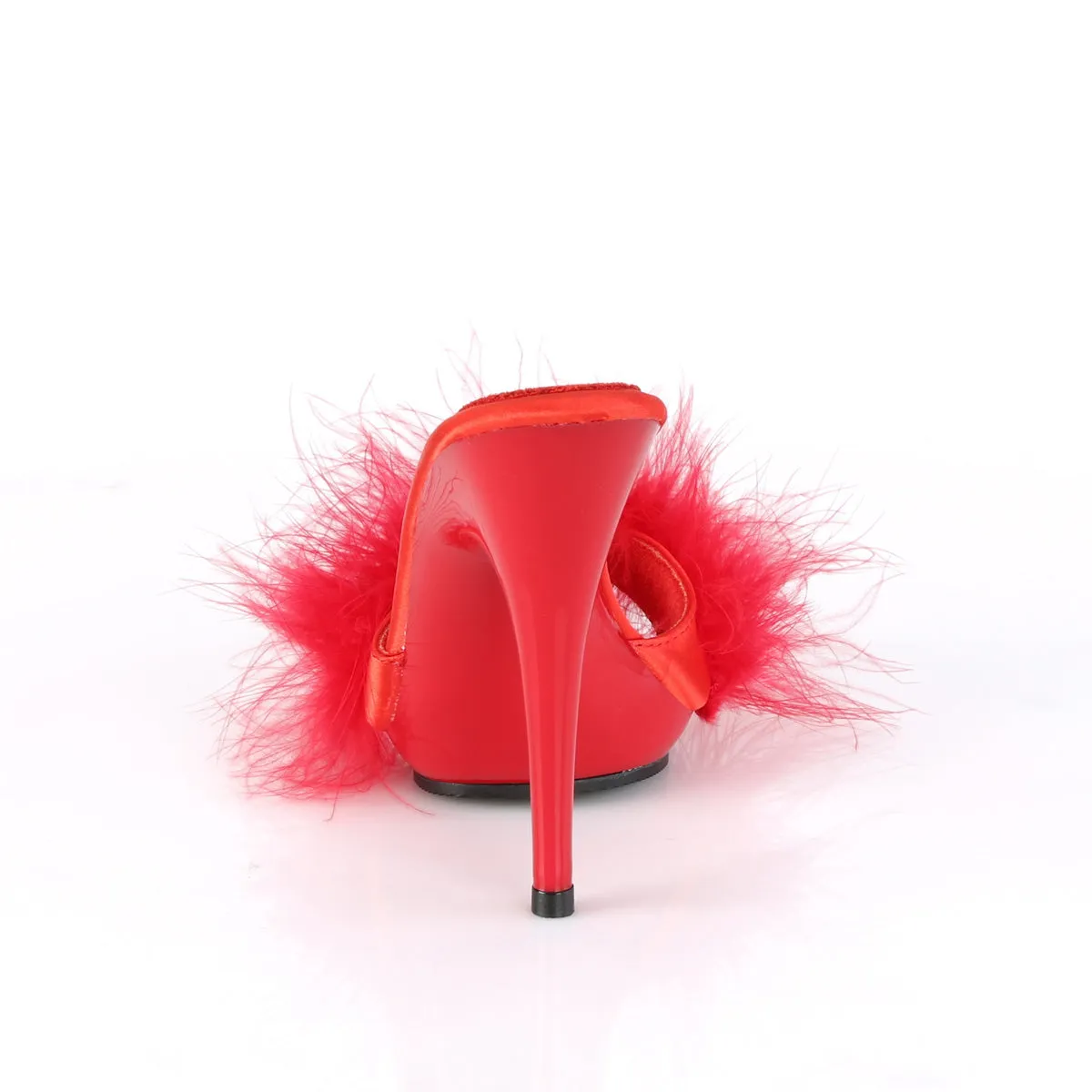 POISE-501F  Red Satin-Marabou Fur/Red