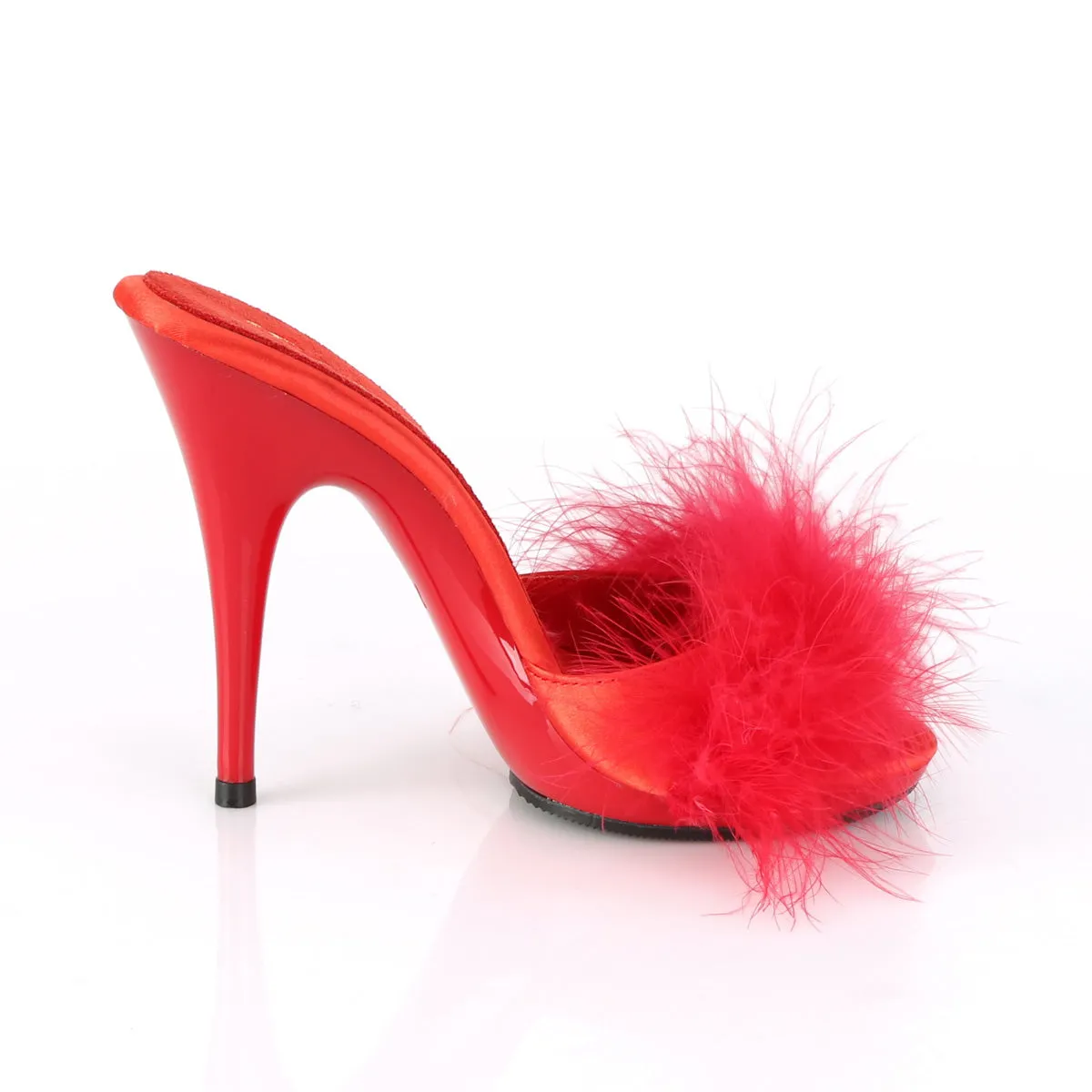 POISE-501F  Red Satin-Marabou Fur/Red