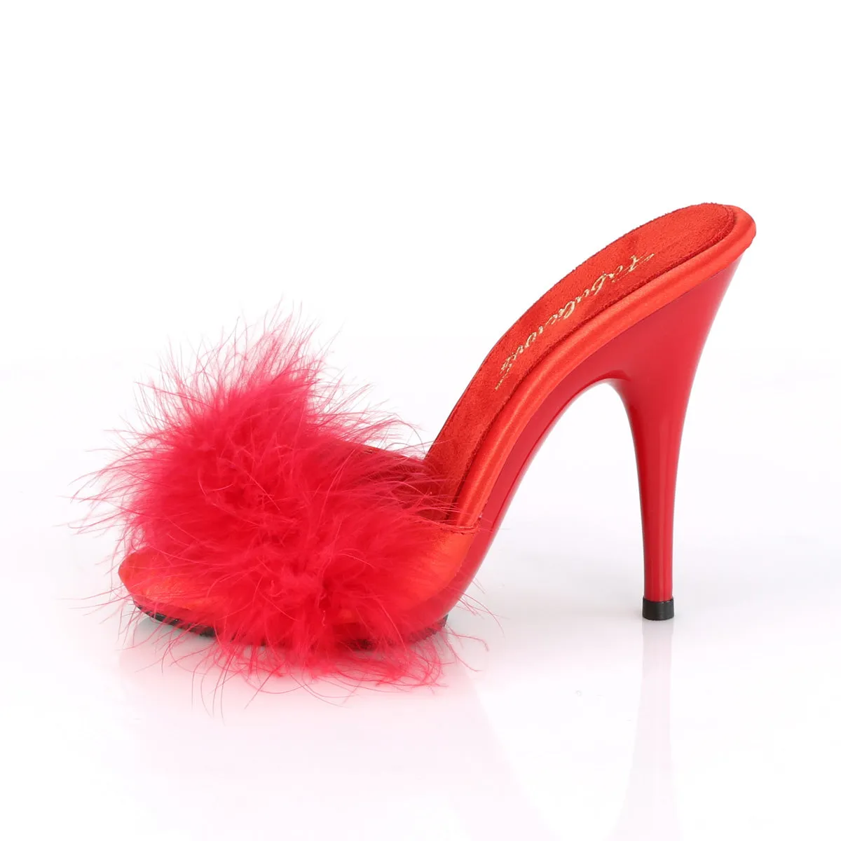 POISE-501F  Red Satin-Marabou Fur/Red