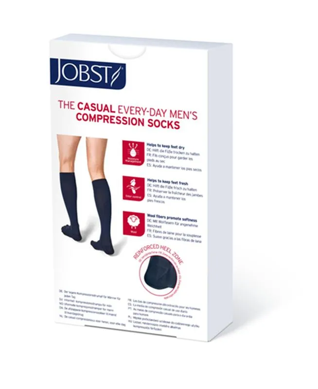 PR/1 JOBST CASUAL MEN, KNEE HIGH, 20-30MMHG, SM, BLACK, CLOSED TOE