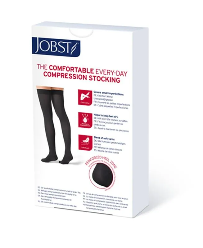 PR/1 JOBST OPAQUE WOMEN, THIGH HIGH W/SIL DOT BAND, 30-40MMHG, LG, ESPRESSO, CLOSED TOE