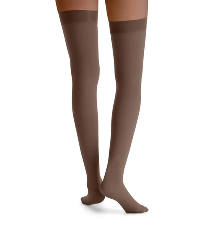 PR/1 JOBST OPAQUE WOMEN, THIGH HIGH W/SIL DOT BAND, 30-40MMHG, LG, ESPRESSO, CLOSED TOE