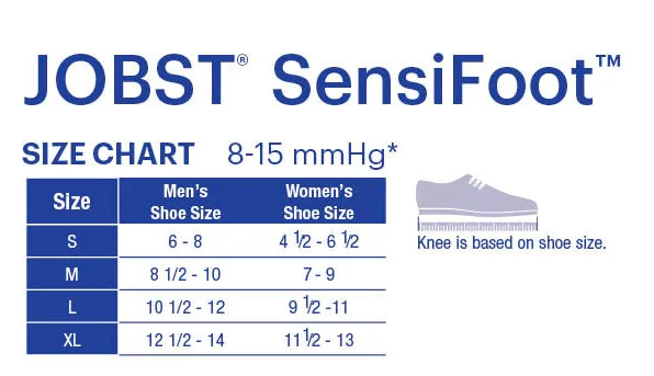 PR/1 JOBST SENSIFOOT DIABETIC SOCK, KNEE HIGH, 8-15 MMHG, MD , BLACK, CLOSED TOE