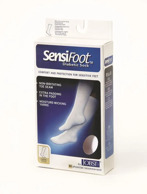 PR/1 JOBST SENSIFOOT DIABETIC SOCK, KNEE HIGH, 8-15 MMHG, MD , BLACK, CLOSED TOE