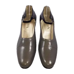 PRADA Gray w/ Ankle Strap Mary Jane Low Heels Size 6