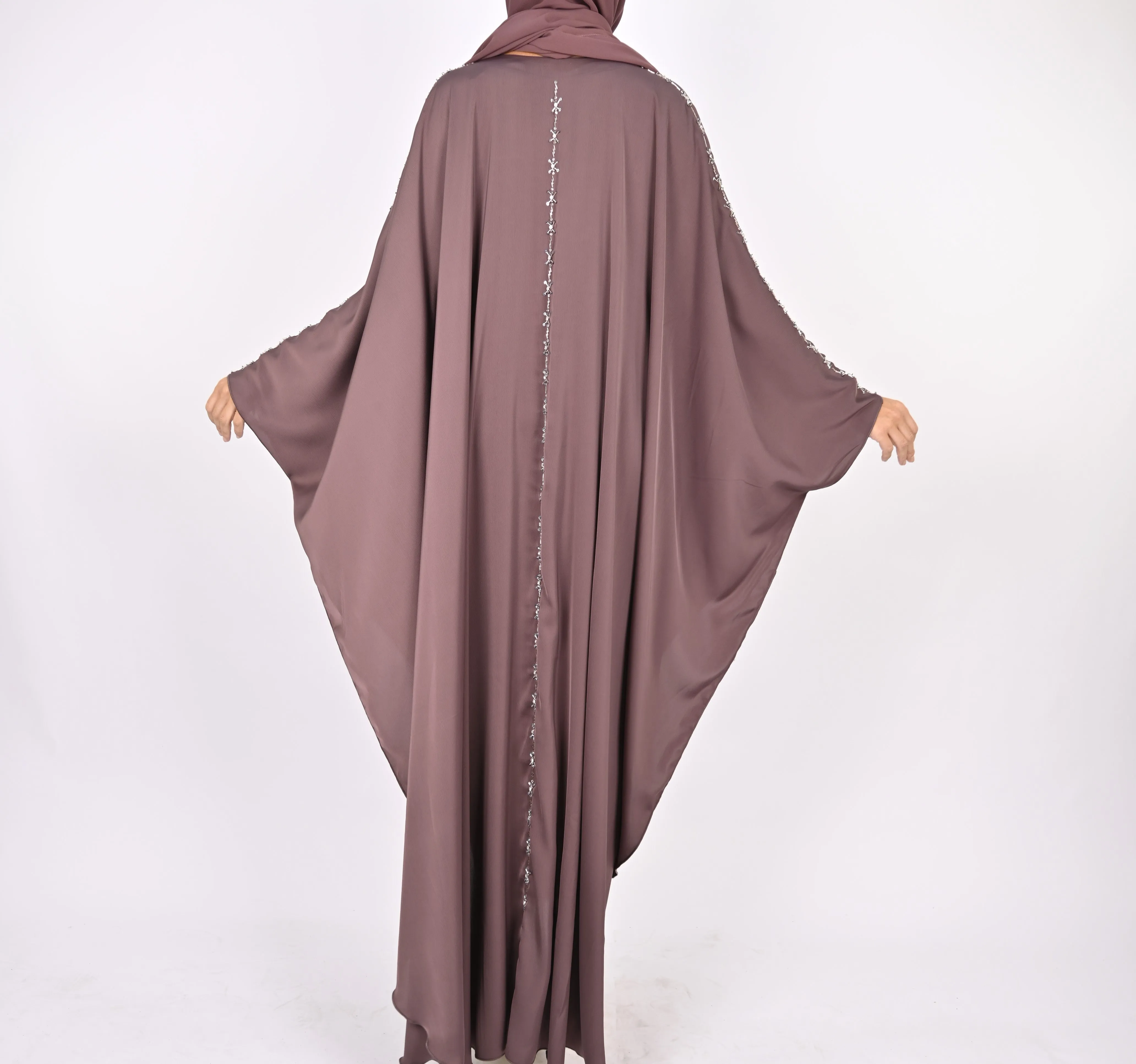 Premium Crepe Farasha With Embroidery - Mauve