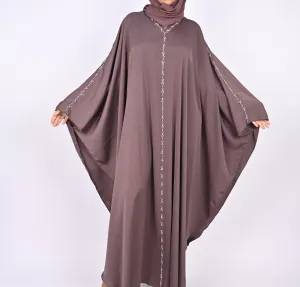 Premium Crepe Farasha With Embroidery - Mauve