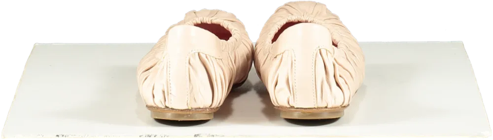 Pretty Ballerinas Pink Kristen Square Toe Hand Rouched Nude Leather Sacchetto Ballet Flat UK 5.5 EU 38.5 👠