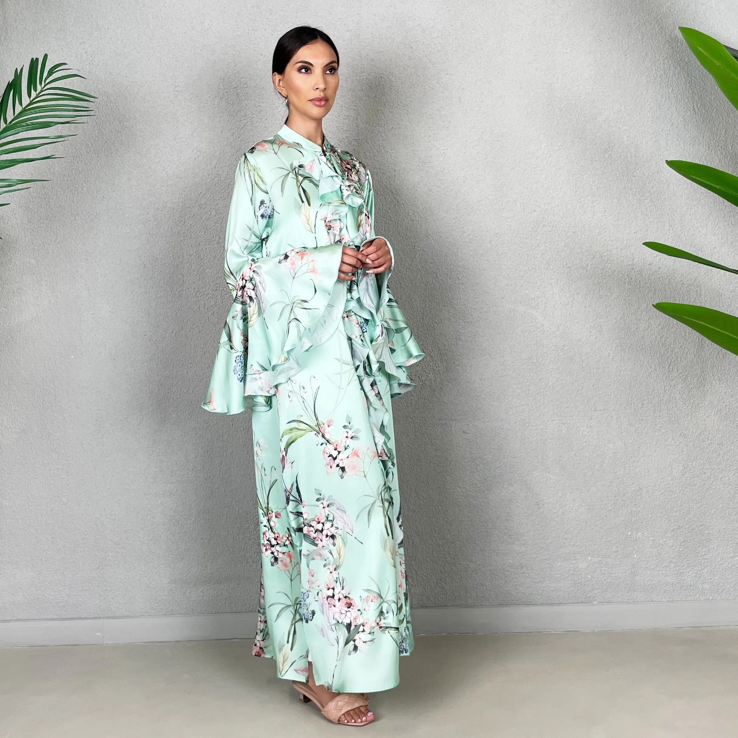 RAM22 SAKURA AMAL PRINTED SHIRT DRESS