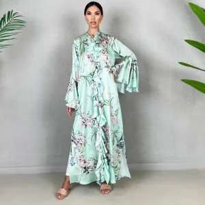RAM22 SAKURA AMAL PRINTED SHIRT DRESS