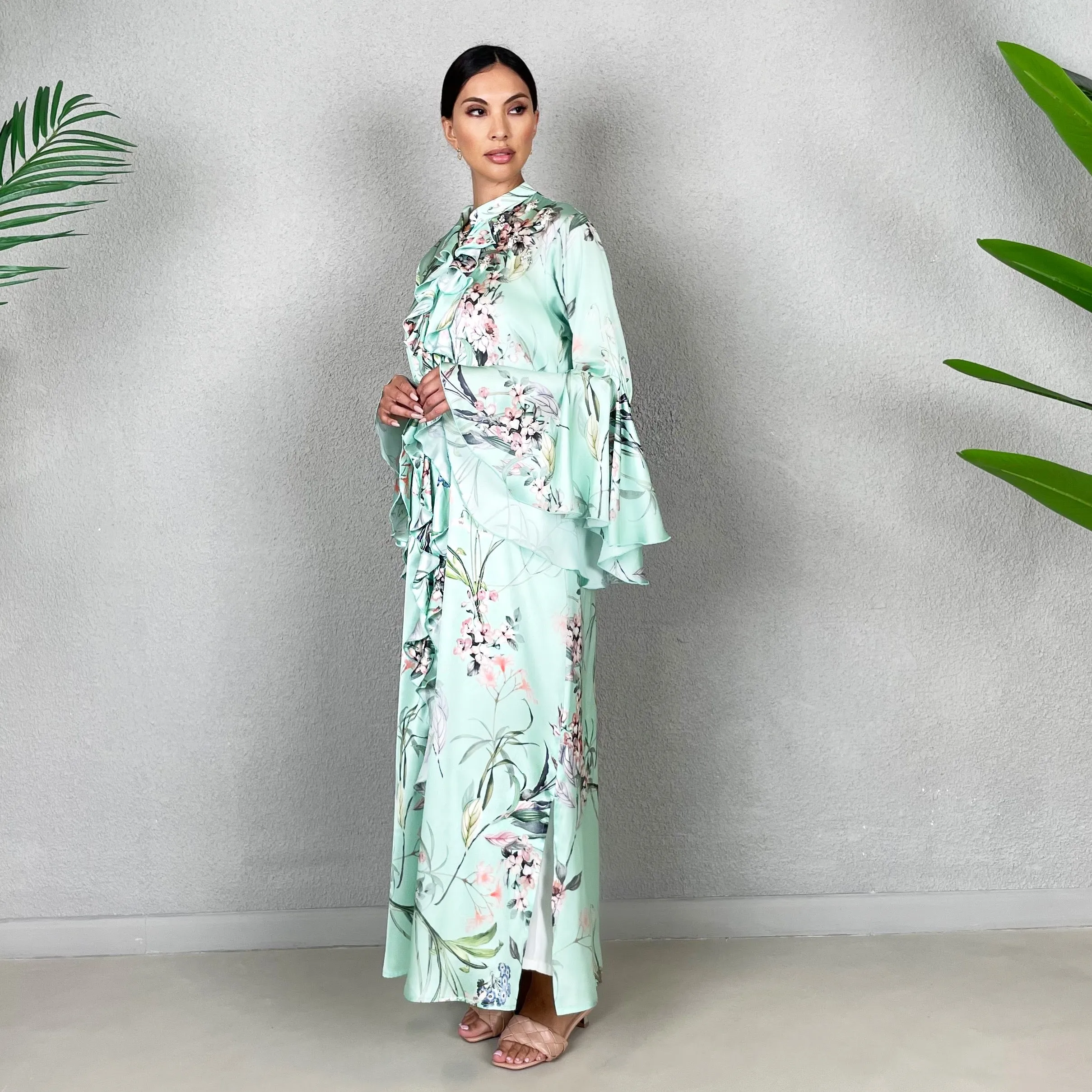 RAM22 SAKURA AMAL PRINTED SHIRT DRESS