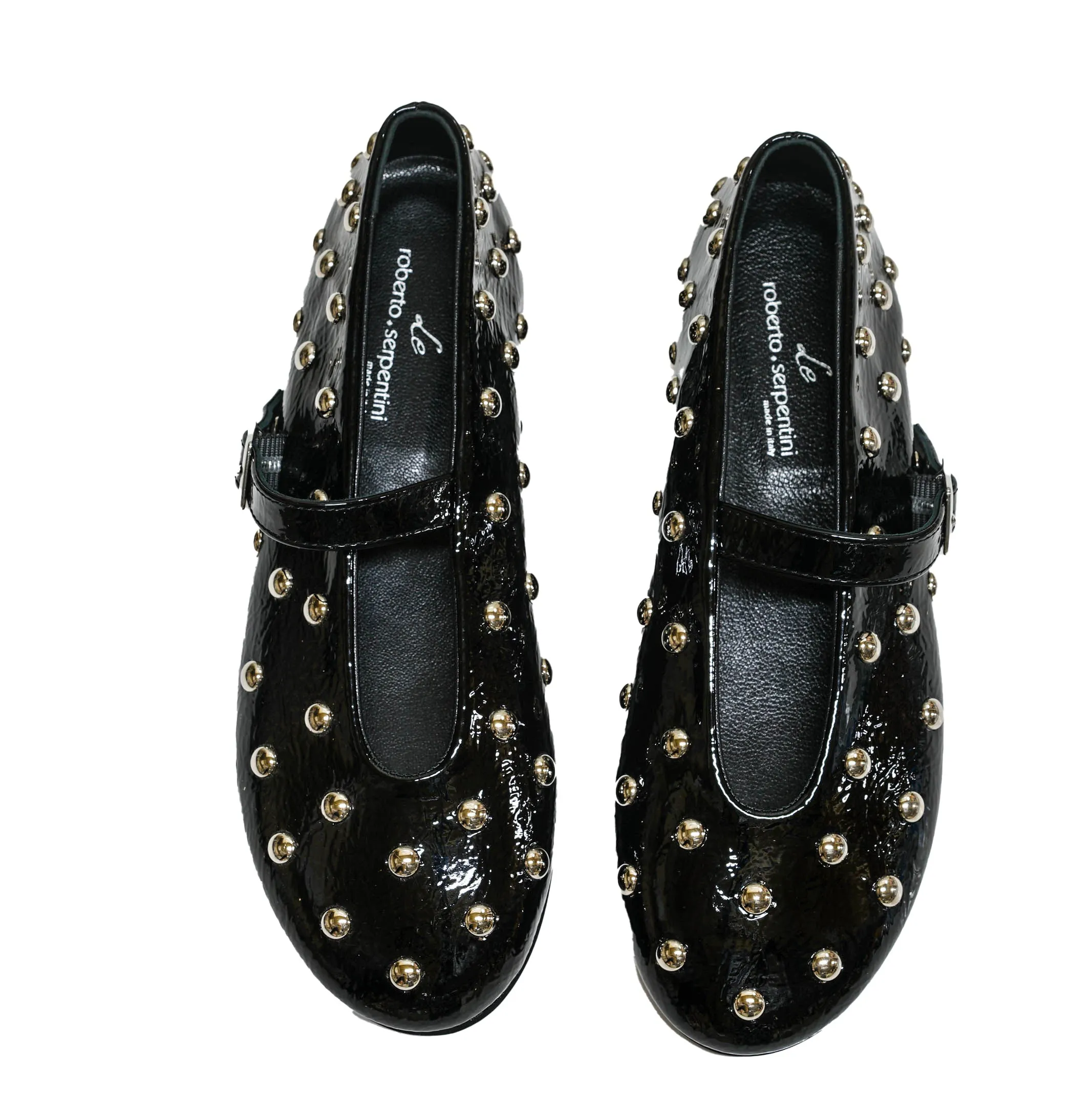 Roberto Serpentini Women's Black Patent Stud Shoe 101  NEW WINTER 30% OFF