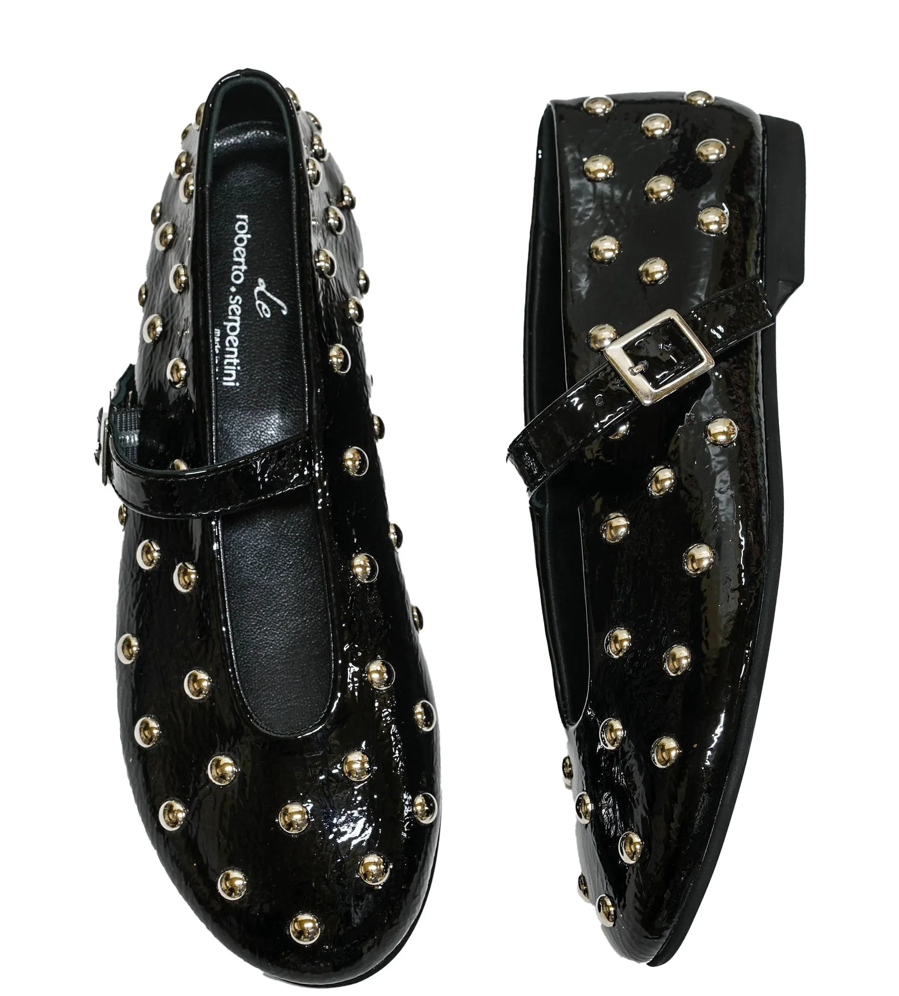 Roberto Serpentini Women's Black Patent Stud Shoe 101  NEW WINTER 30% OFF